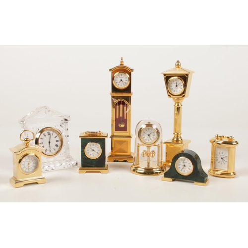 191 - A collection of mainly Wellington miniature quartz clocks.