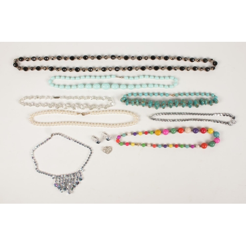 192 - A collection of jewellery, mainly necklaces. Includes turquoise example, simulated pearls, past set ... 