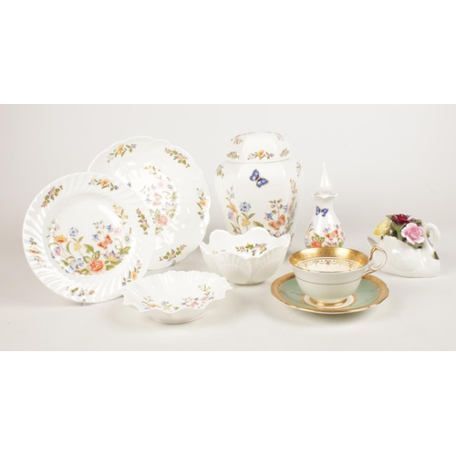 207 - A group of Aynsley ceramic's. 'Cottage Garden'  ginger jar, pin dishes, plates examples etc