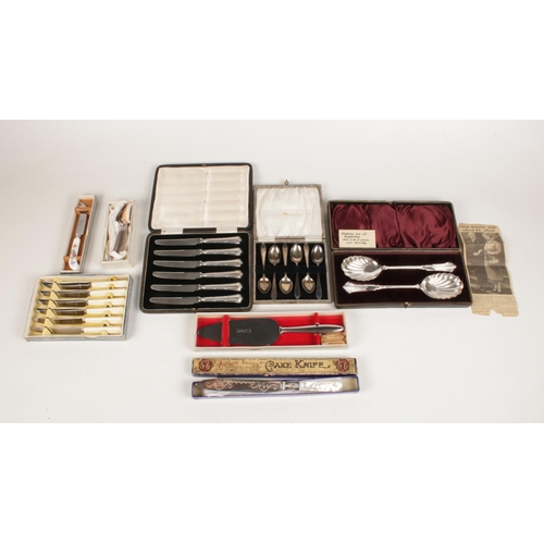 236 - A collection of eight pieces of boxed cutlery. To include a boxed set of six silver butter knives as... 