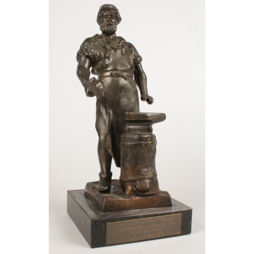 261 - A Spelter Military presentation figure. 37cm height.