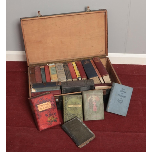 299 - A vintage wooden case containing a collection of vintage books. Maud Carew Two Little B's , Florence... 