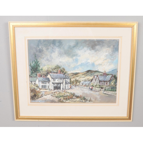 374 - Doris E.Crichton, framed oil on board depicting Lyn-y-Groes valley. (32cm x 43cm)