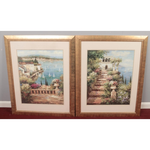 380 - Two large Peter Bell gilt framed prints. Including 'Ocean Gardens' and 'Summer Vista'. (70cm x 55cm)