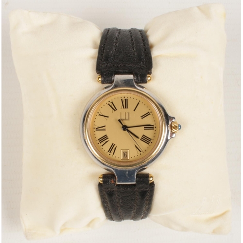 397 - A gentleman's 'Dunhill' stainless steel wrist watch - with Roman numerals and date facility on a gol... 
