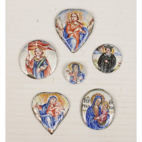 406 - Six 18th century hand painted miniature enamel plaques.