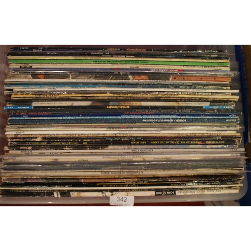 342 - Two boxes of vinyl LP records. The Rolling Stones, Bruce Springsteen, Roy Orbinson & friends, Fleetw... 