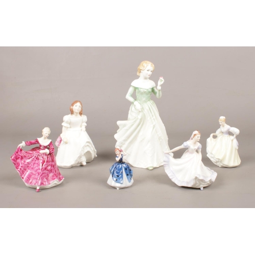 467 - A group of Royal Doulton figurines. 'Lynsey' HN 3043, 'Ninette' HN 3215, 'Kirsty' HN  3213, 'Fair La... 