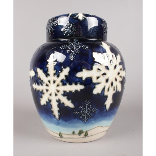 443 - A Moorcroft 'Winter Wonderland' ginger jar and cover dated 2002 designed by Anji Davenport, artist s... 