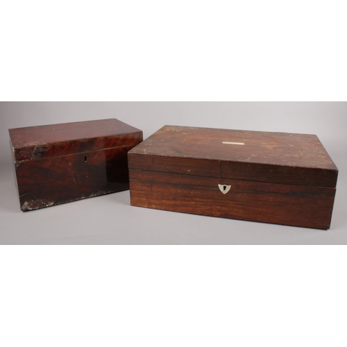 517 - Two Mahogany & Rosewood boxes.