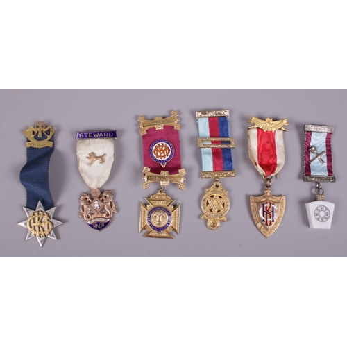 559 - A collection of Masonic and ROAB medals. Includes silver gilt example.