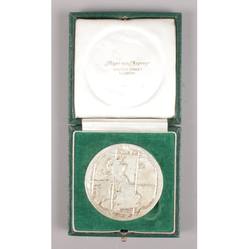 562 - A BP white metal Forties Field inauguration medal in Algernon Asprey case.