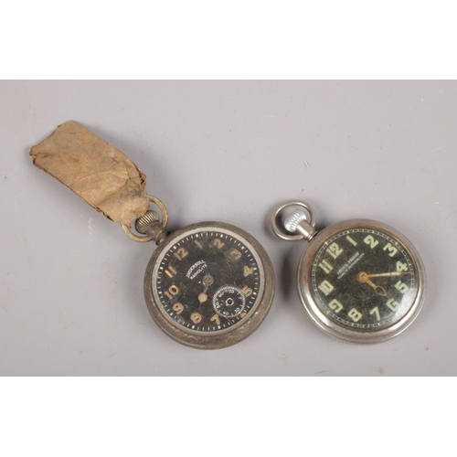 569 - Two military style pocket watches. Ingersoll Radiolite and one other.