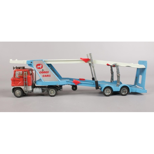 109 - A Boxed Corgi die cast Car Transporter. No. 1138, with Ford tilt cab H series tractor.