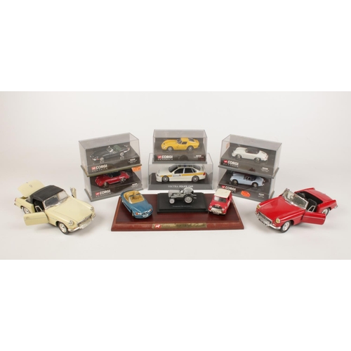 481 - A collection of eleven Corgi die cast cars - comprising of Jaguar E Type open top (02701) 1995, two ... 