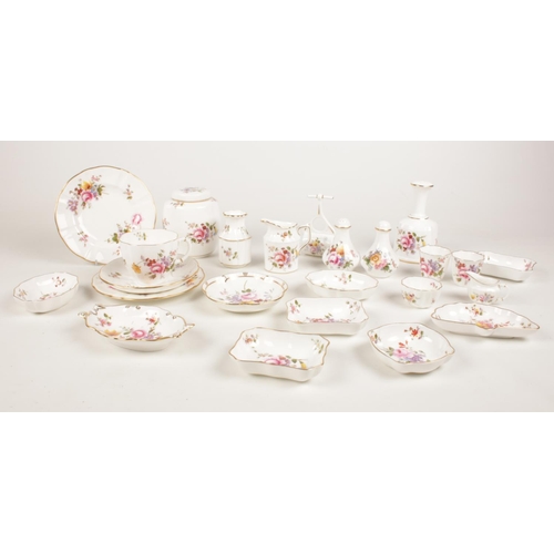 65 - A group of Royal Crown Derby. 'Derby Posies', cup/saucer, salt & pepper pot, pin dishes, ginger jar ... 