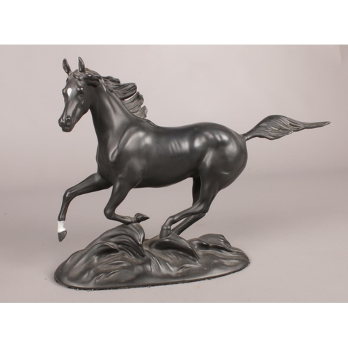 291 - A matt black Franklin Mint porcelain model of Black Beauty - designed by Pamela de Boulay, circa 198... 