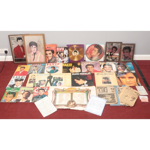 435 - Elvis Presley Memorabilia - comprising of LPs with Picture disc, books, Magazines, newspaper clippin... 