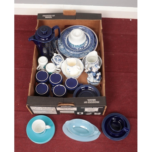 451 - A box of miscellaneous. Includes Hornsea Heirloom coffee set, J & G Meakin, Ringtons etc.