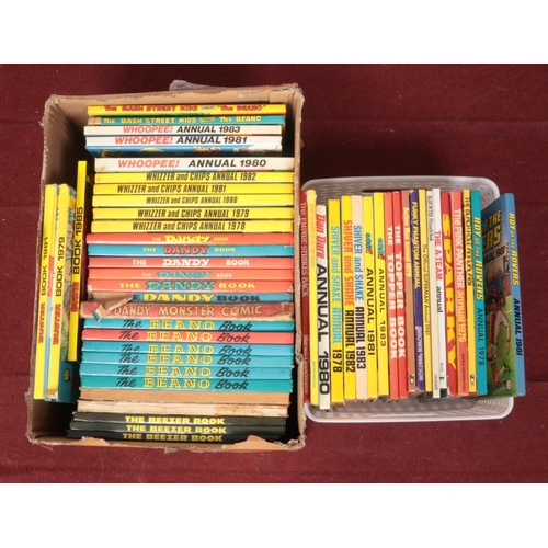 455 - Two boxes of annuals. Includes Beano, Dandy, Whizzer & Chips, The A-Team etc.