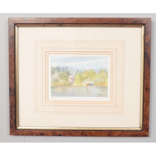 181 - K. W .Burton, framed limited edition print. 228/600 'Belle love Windermere'. Signed. 12.5 x 8.5cm.