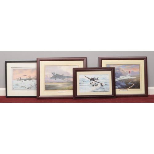 186 - Four framed aviation prints. Includes Robin Smith signed example, Barry Price Delta Golf and Vulcan ... 