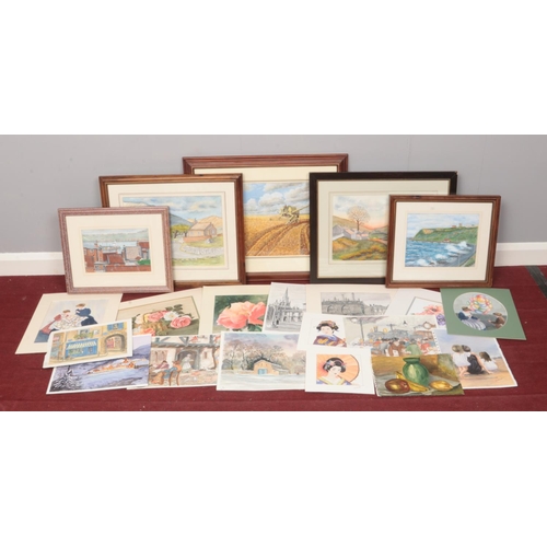 189 - May Marriott and Ted Marriott, a collection of frame and unframed watercolours.