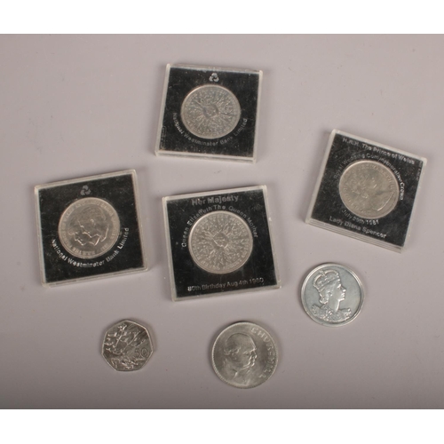 268 - A group of commemorative coins. Queen Elizabeth The Queen Mother 80th Birthday 1980, Coronation of Q... 