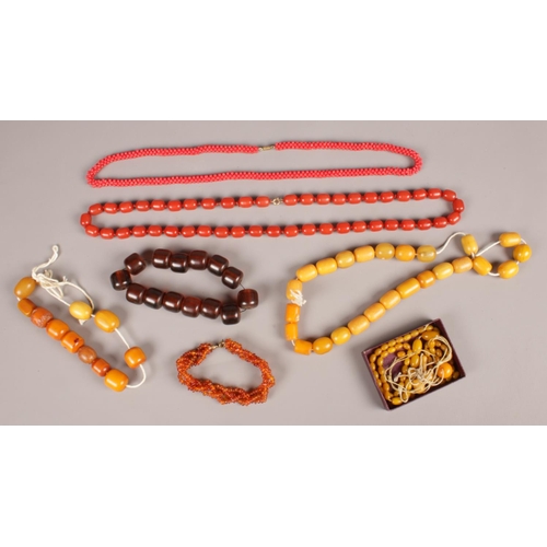 269 - A collection of interesting vintage bead necklaces.