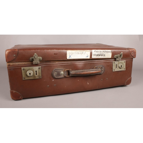 494 - A Vintage Suitcase containing various vintage stationary. Comprising of: Nine Challenge Series Packs... 