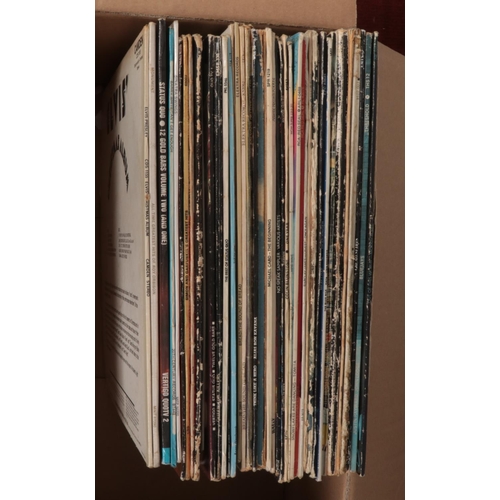 502 - Two Boxes of LP vinyl records. Sinatra, Barry White, Elvis, Status Quo examples etc.