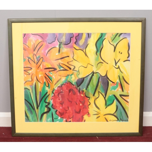 178 - An Original 'Elizabeth Bessant' framed watercolour. Entitled 'Fire Bouquet' signed by the artist. H:... 