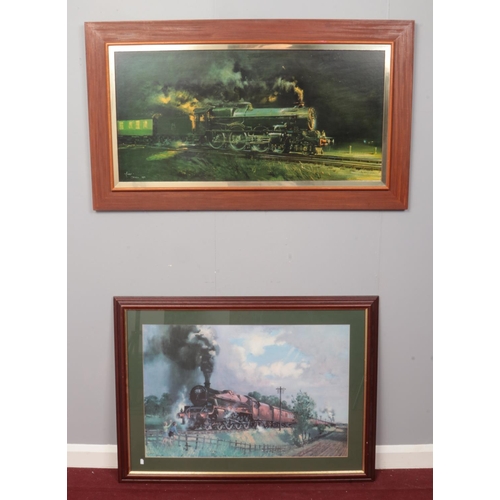 192 - Two large framed pictures of locomotives by 'Terrence Cuneo' - to include  'Lickey Incline' print. 
... 