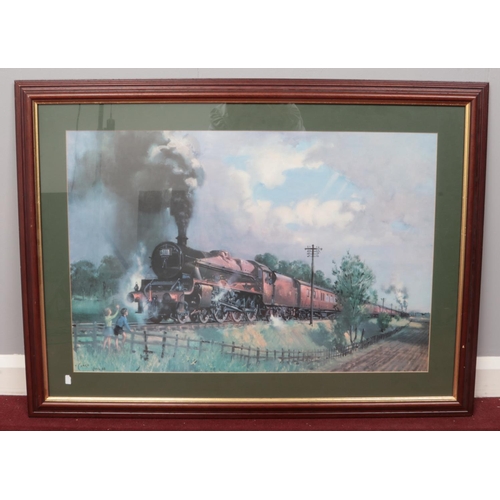 192 - Two large framed pictures of locomotives by 'Terrence Cuneo' - to include  'Lickey Incline' print. 
... 