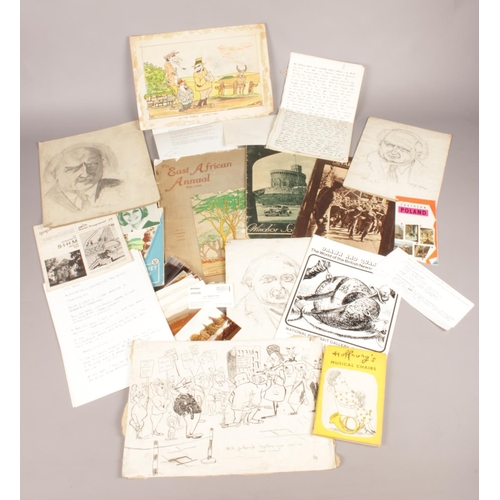 90 - A box of ephemera. Including sketches, letters, annuals, etc.