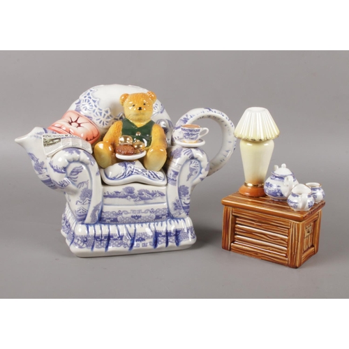 38 - Three boxed limited edition Ringtons teapots and tea caddy. To include, ('Teatime -943), ('Monty' Ba... 