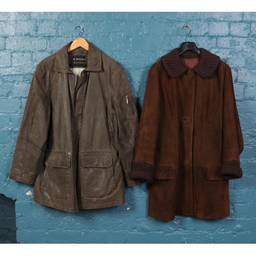 497 - Two animal skin jackets. To include a Hi-Buxter Pig skin jacket size 52 and an Elk skin jacket. Ches... 