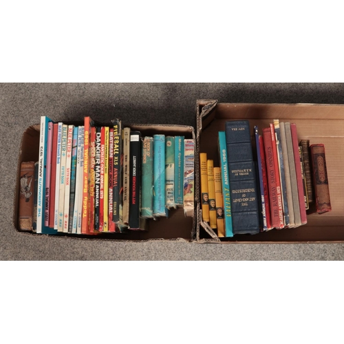 184 - Two boxes of assorted books; to include 1960 edition of Dr No. by Ian Fleming, one edition of 'Tales... 