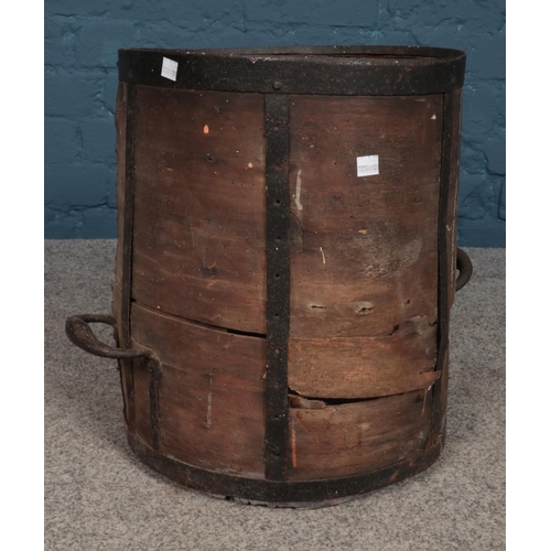 282 - An 18th Century Bushel with metal straps. H: 41cm D: 37cm.