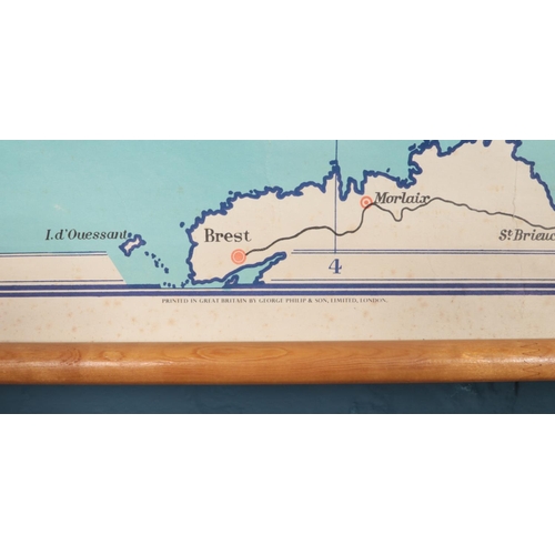 312 - A large George Phillip and Sons linen bound map of Great Britain and Ireland. H: 176cm. W:118cm.