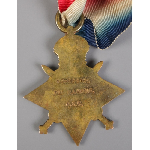 337 - First World War interest; A 1914-15 star presented to Private H Lawrie, Army Service Corps, M2-03513... 