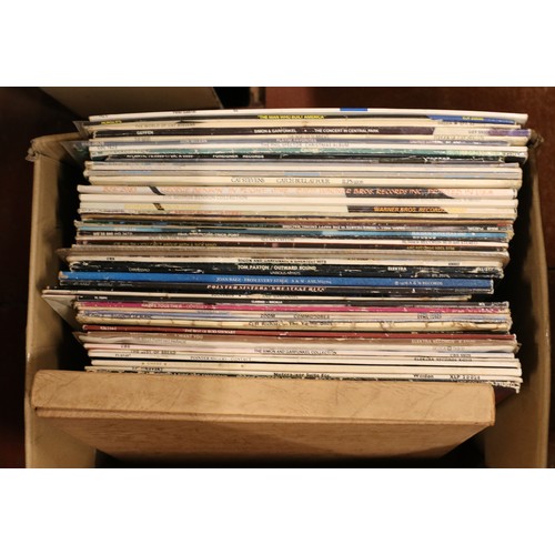 199 - Four boxes of LP vinyl records. To include Elton John, Eric Clapton, Bob Dylan, Status Quo, The Kink... 