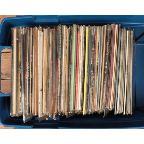 180 - A large storage box containing a good collection of rock and pop vinyl records. To include The Polic... 