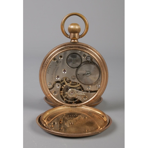 385 - A gold plated  Thomas Russell and Sons full hunter pocket watch, for repair.