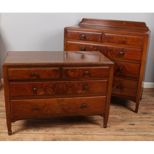 518 - Two mahogany and walnut chests of drawers.