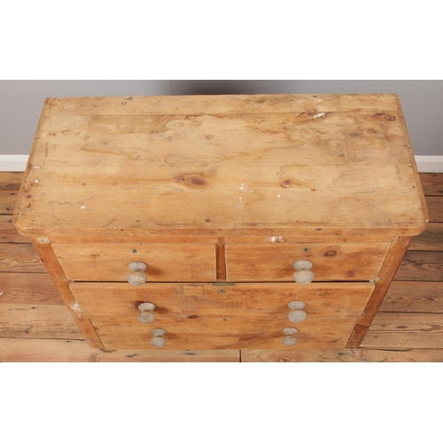 524 - A pine chest of two over two drawers. Height: 89cm, Width: 98cm, Depth 44cm.