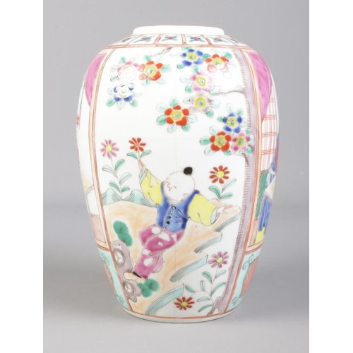 103 - A 19th century Chinese vase decorated in coloured enamels. 20.5cm.