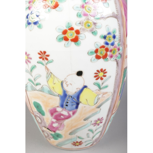 103 - A 19th century Chinese vase decorated in coloured enamels. 20.5cm.