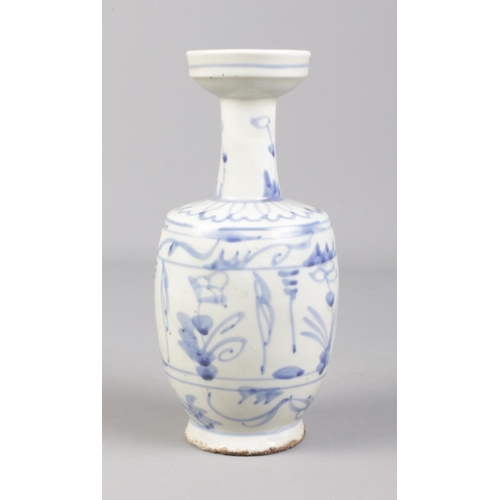 105 - An antique Korean blue and white baluster shaped vase. 21.5cm.