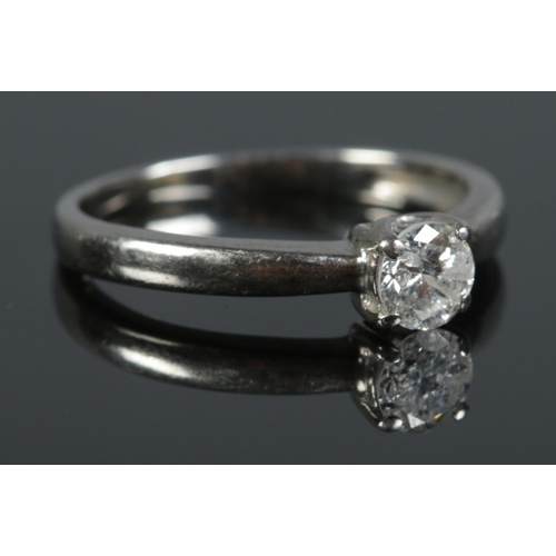 112 - A platinum and diamond solitaire ring. Diamond just under 0.5ct. Size M. 2.05g.